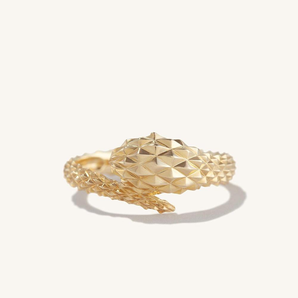 2021 Fashion New Style Copper Plated Real Gold Snake Shape Personality Creative Ring Y2K Women's Gold Ring Jewelry