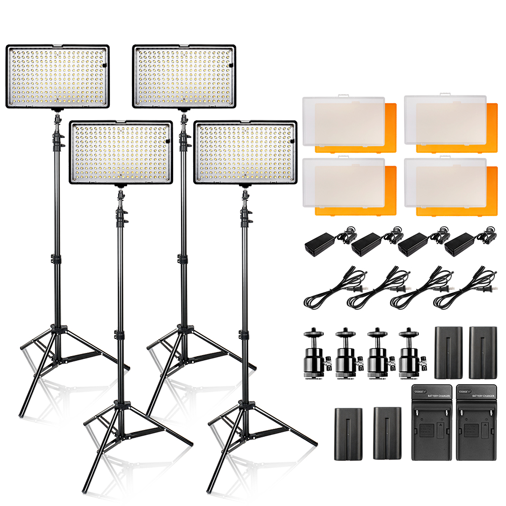 Travor TL-240S 4 Набор 24 Вт 3200k 5600k 240pcs dslr led light kit camera studio lights photography video light with NP-F550 battery