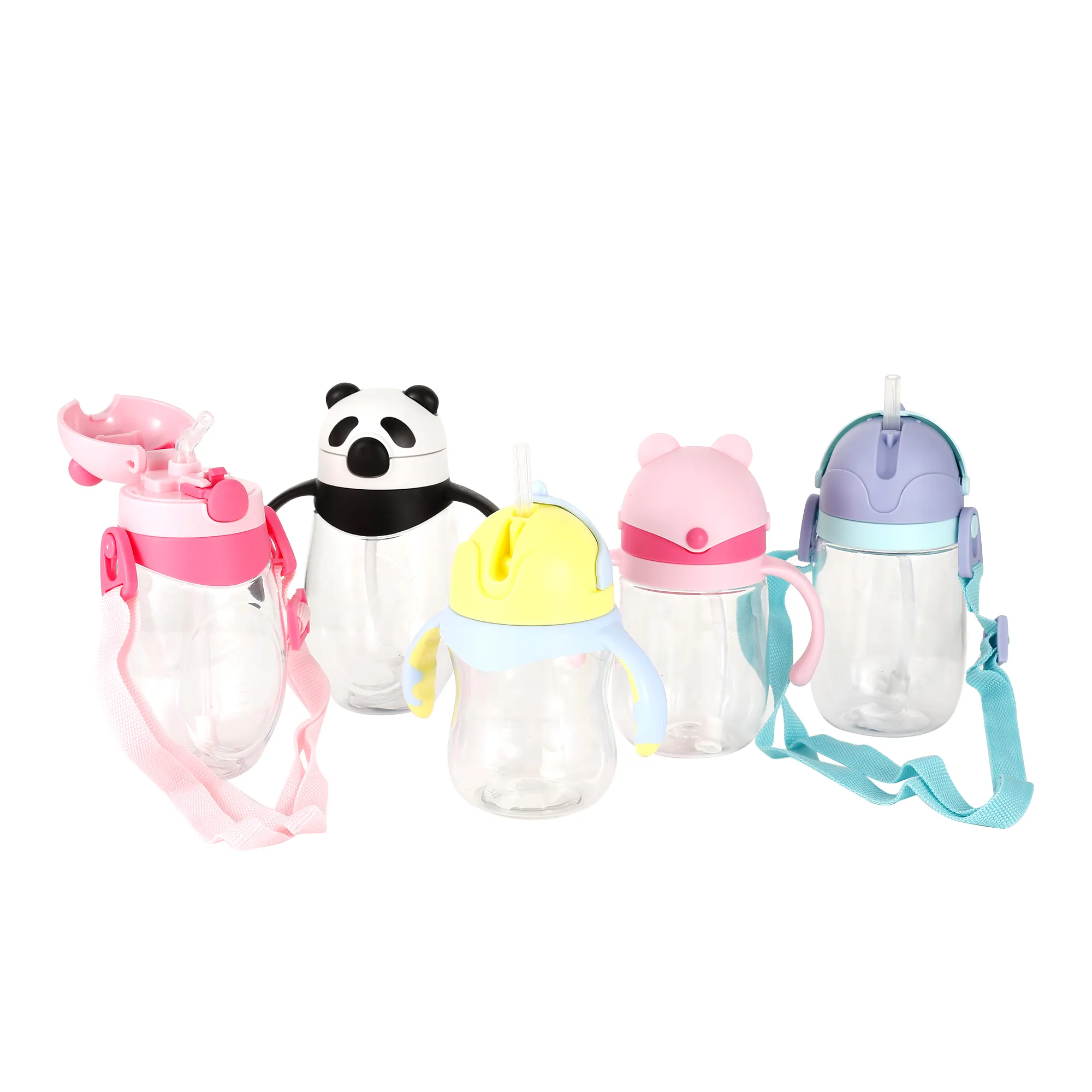 Everich Kids Children Cartoon Travel BPA-FREE Leakproof Logo 320ml Travel Tritan PP Lid Bottles With Straw Lid And Wide Mouth