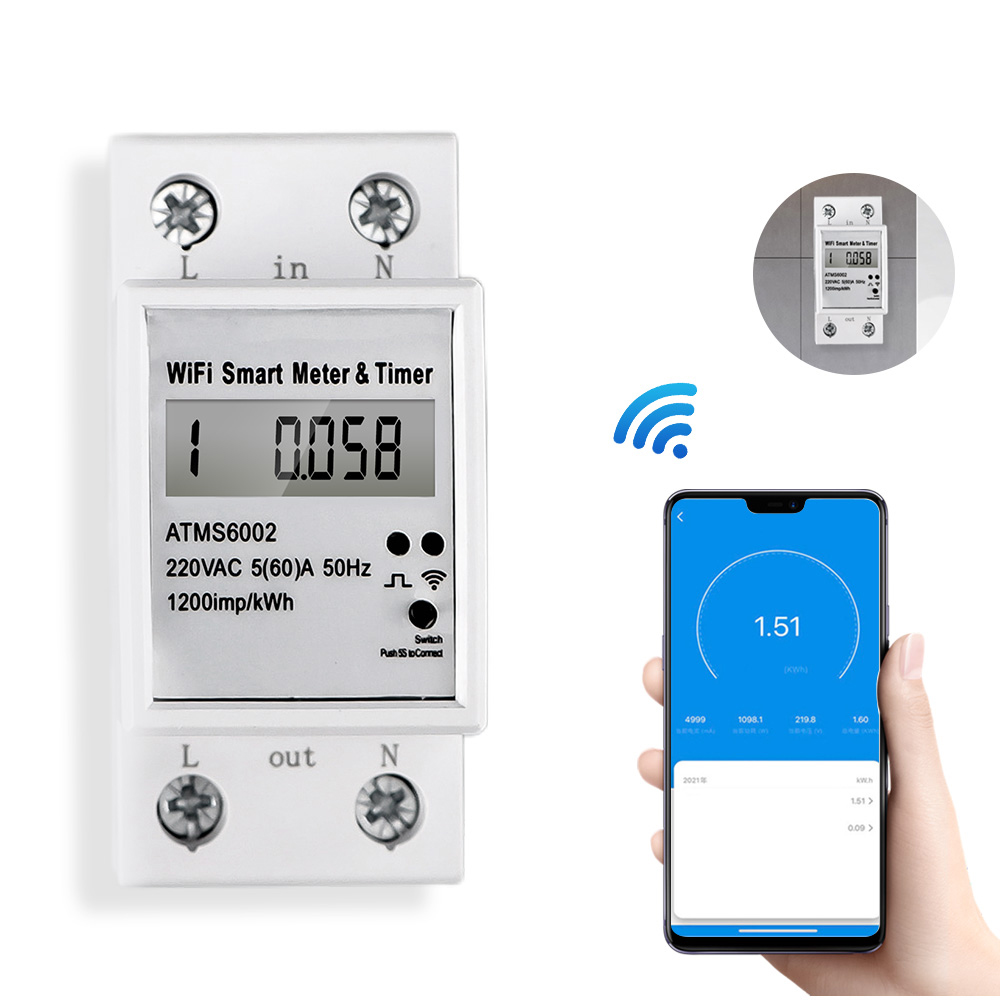 Умный однофазный цифровой измеритель электроэнергии IOT с Wi-Fi/умный предоплаченный измеритель электроэнергии Wi-Fi