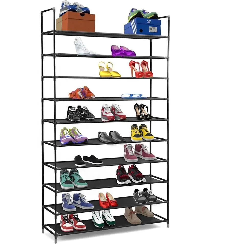 10 Tiers Shoe Rack 50 Pairs Non-woven Fabric Shoe Tower Organizer Cabinet