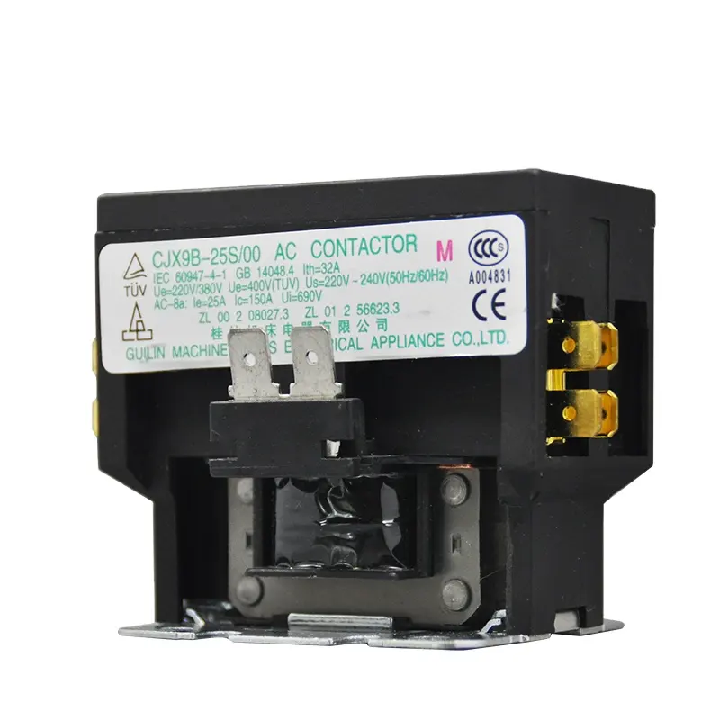 CJX9B-25S/00 high quality brand 220v 25A coil 1 phase contactor single pole ac contactor