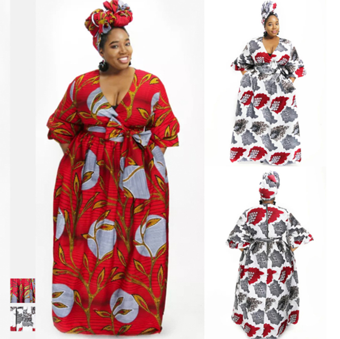 Платье Kitenge, африканская одежда, платья с принтом, готовый к отправке, новый стиль, сублимация, Женский сексуальный дизайн, большой размер, Африканский головной убор