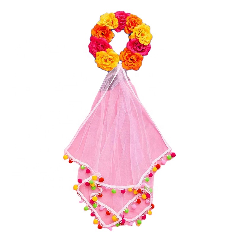 Hawin Bridal Shower Favors Fiesta Pom Pom Flower Bachelorette Bridal Veil