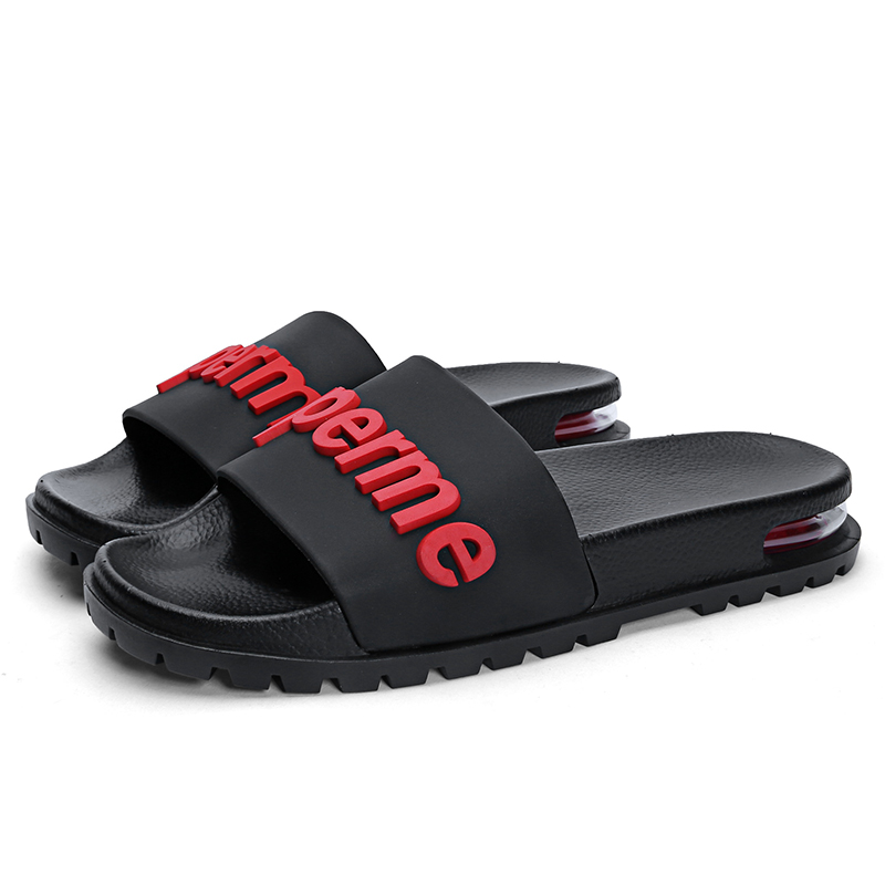 Plus Size Mens Custom Logo Slides Slippers Super Soft Air Cushion 3D Rubber Custom Slides Footwear Mens Sandals Box With Logo
