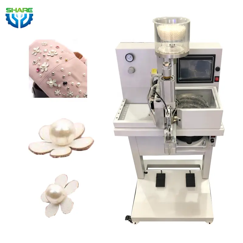 Automatic Computerized Double Head Beads Attachment Pearl Fix Beading Setting Machine Nail Beads Attaching Fixing Machine