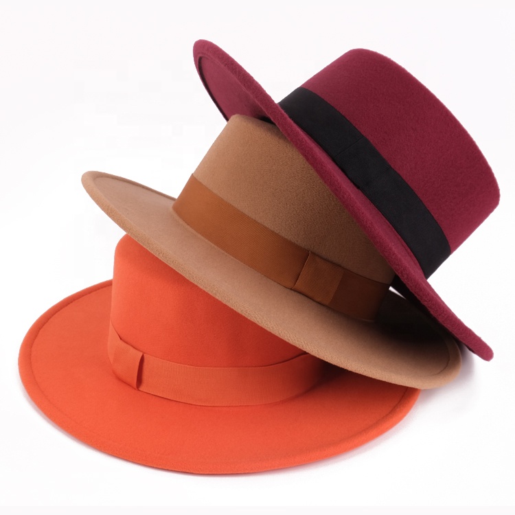 Wholesale Wide Brim Felt Wide Black Stylish Unisex Fedora Hats