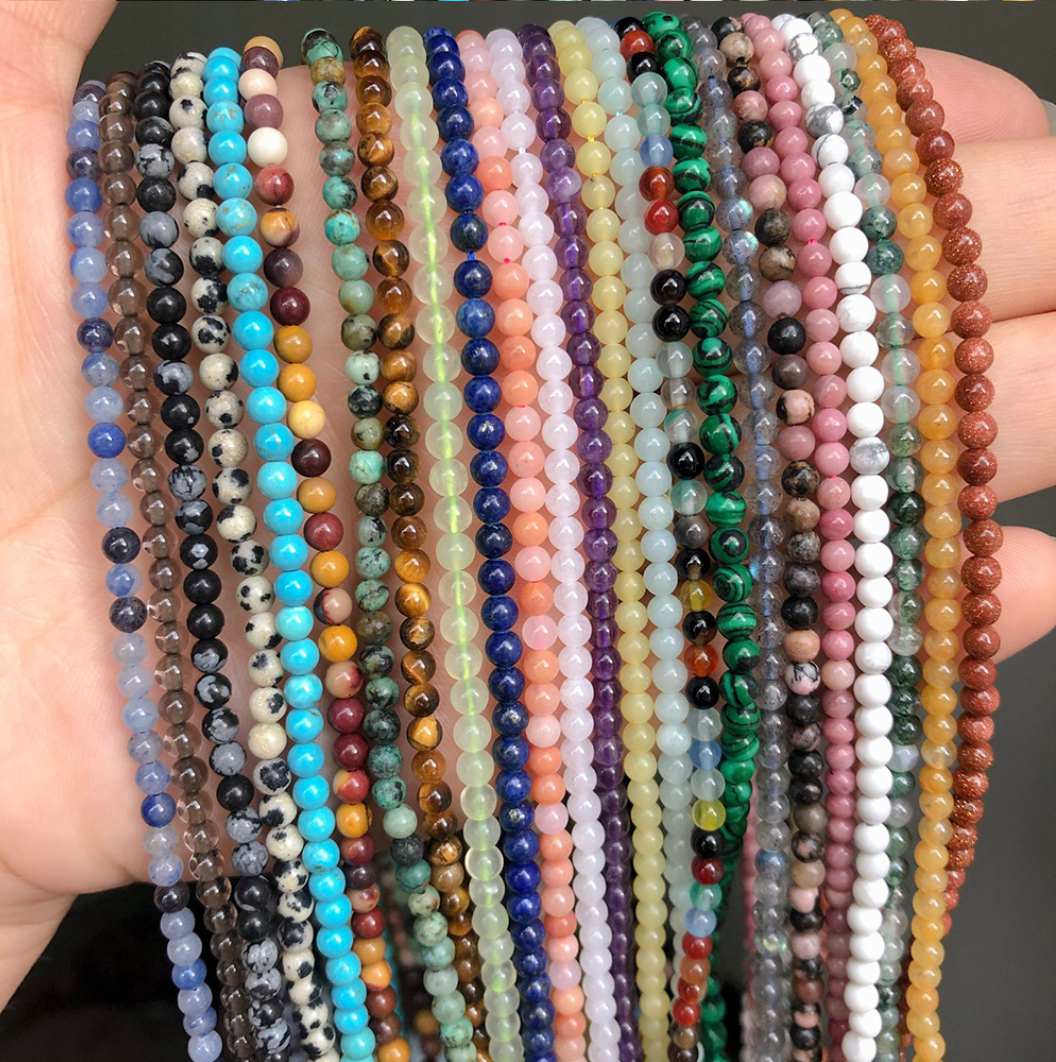 Natural Gemstone Beads Loose Stone Beads Crystal Amethyst Agate Tiger Eye Malachite Lapis Aquamarine Garnet Fluorite Beads