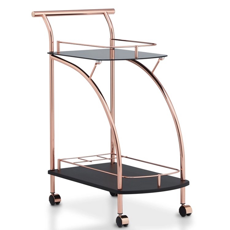Fashionable golden powder coated metal service cart