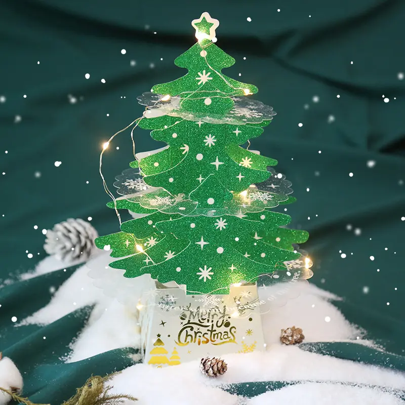 2022 New Christmas Ornament Mini Table Top Christmas Tree Ornament Set With Shiny Christmas Tree And Light