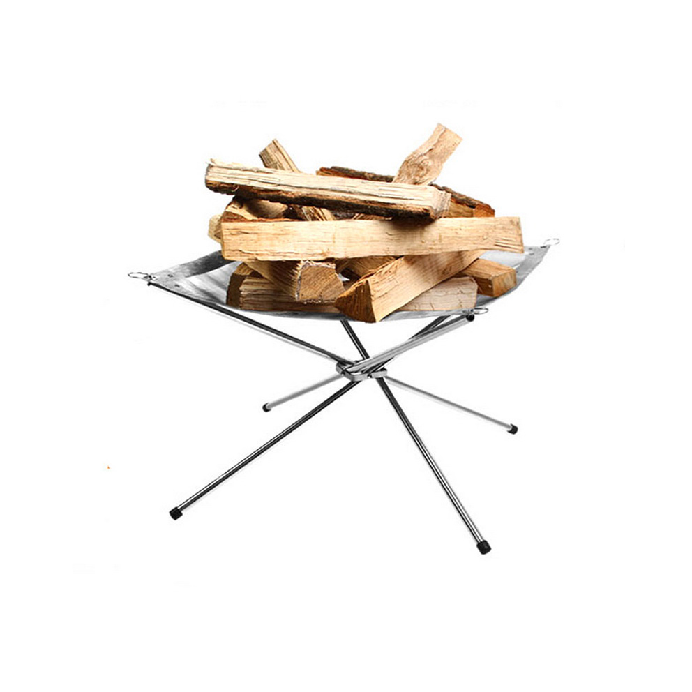 Collapsing Steel Mesh Fireplace, Outdoor Campfire Pit, Fire Pit for Camping Backyard Beach and Wood Burning