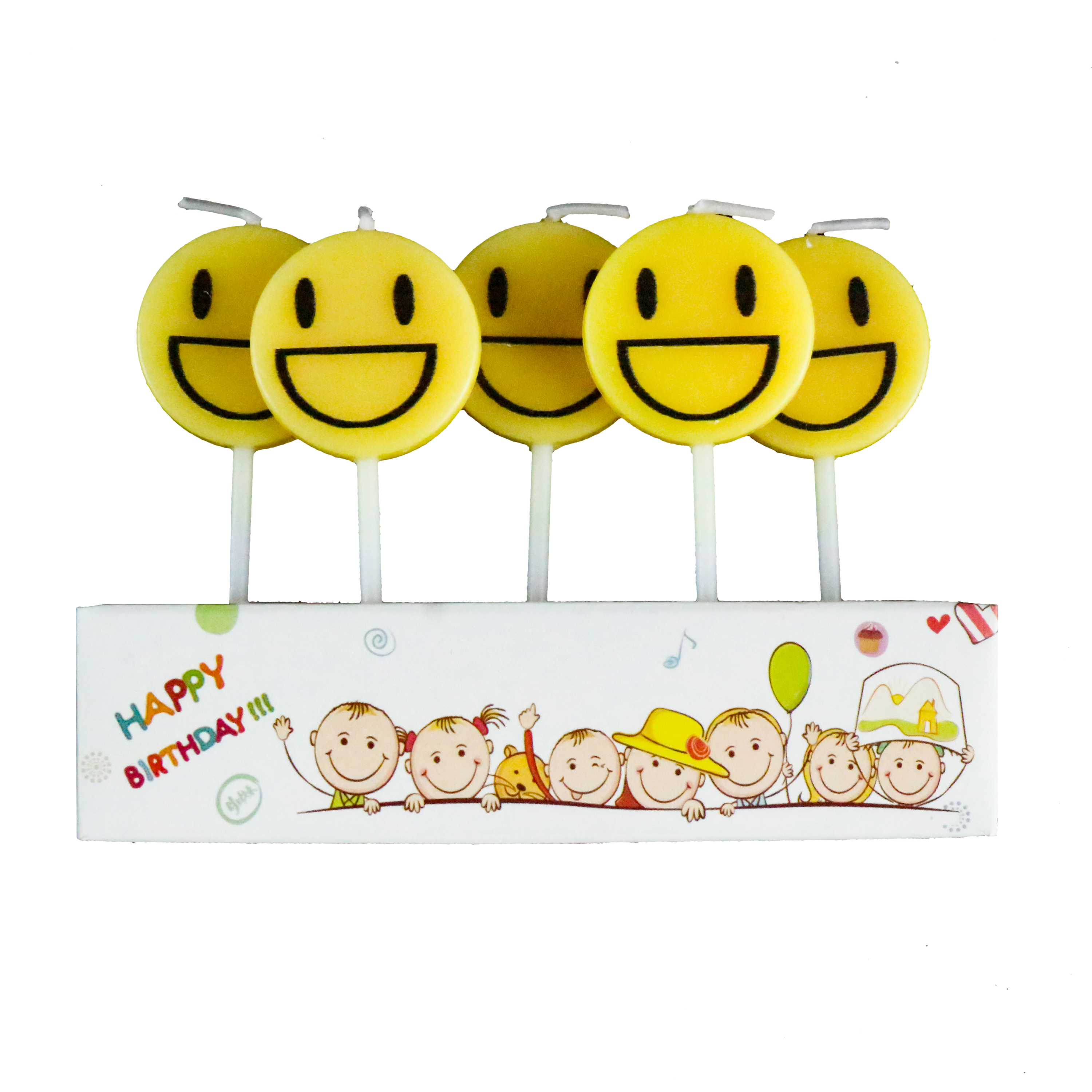 Candle Manufacturers yellow smiling face cartoon cake kid baby party decor birthday candles for korea