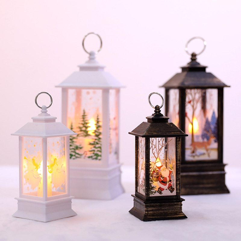 Nordic Christmas Vintage Led Lantern Lights Holiday Decorative Wood Xmas Decoration Supplies Home Ornaments