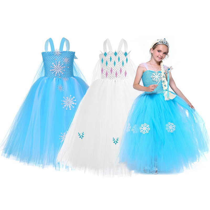 2021 Summer Girls Very Attractive TUTU Elsa And Anna Dress DGFD-039