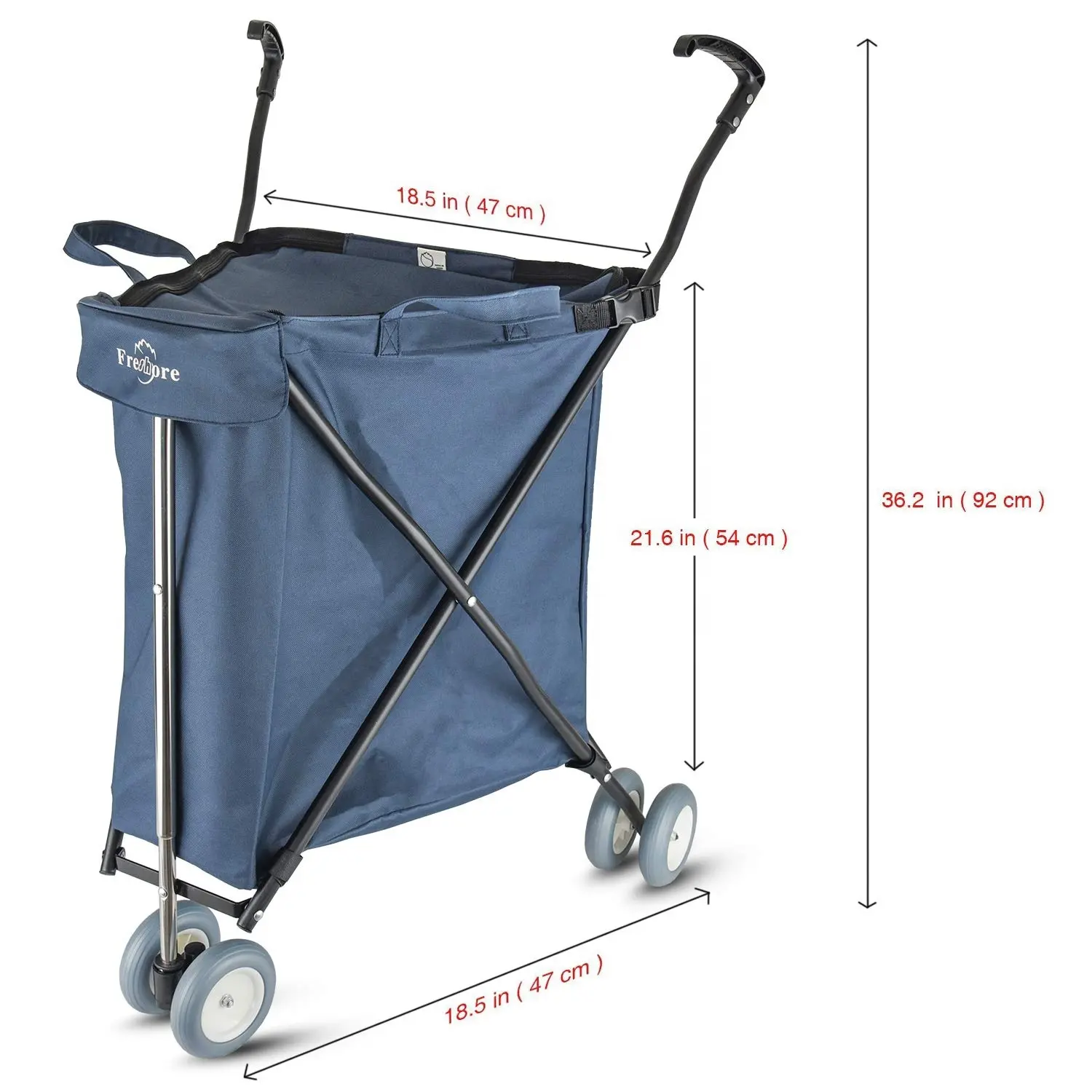 High Quality Market Portable folding polyester food shopping trolley  cart with wheels