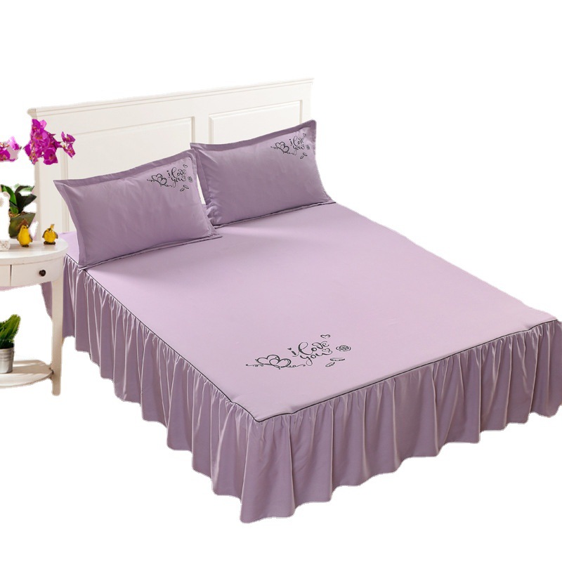 Solid Color and Simple Style Bed Skirt Big Sheets Size Set for Bedding Room