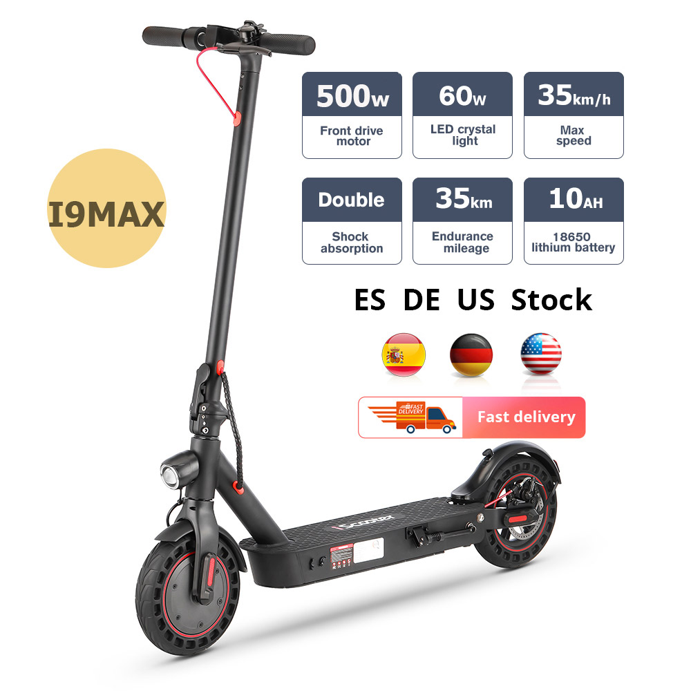 DDP ЕС США iscooter I9Max 500 Вт 35 км 10 Ач 10 дюймов электрические скутеры европейские склады электрический самокат с подвеской