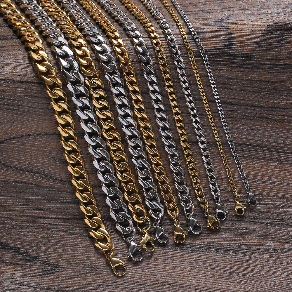 SC002 3mm 5mm 7mm 9mm 11mm Stainless Steel cuban link chain Hip Hop Chain Necklace