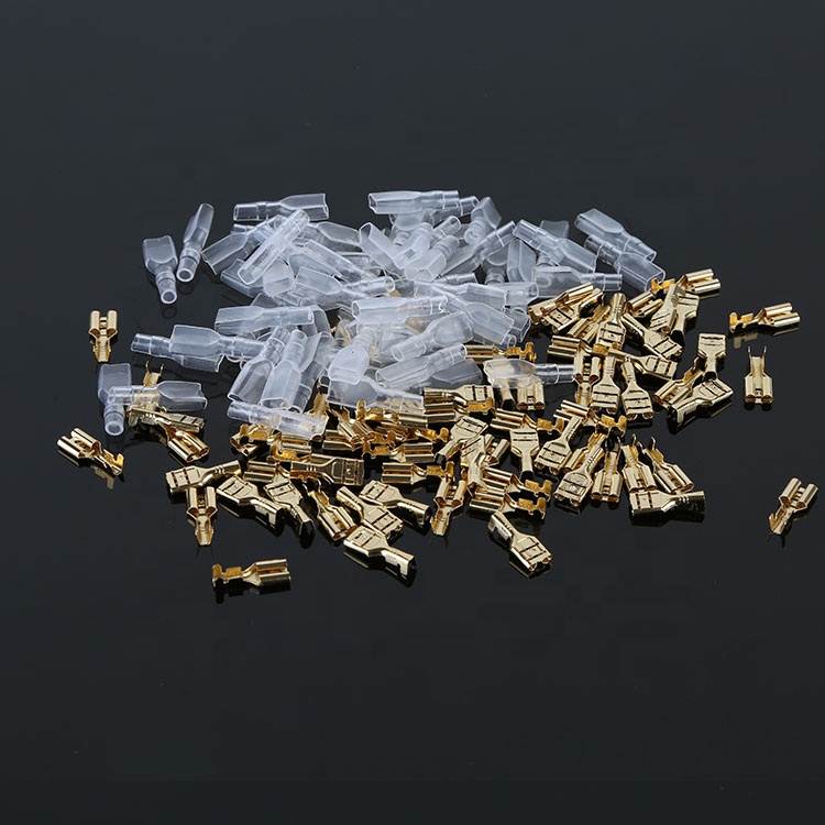 Female Male Spade Crimp Terminals Sleeve Wire Wrap Connector for 22-16 AWG 0.5mm2-1.5mm2 2.8mm 6.3mm 4.8mm