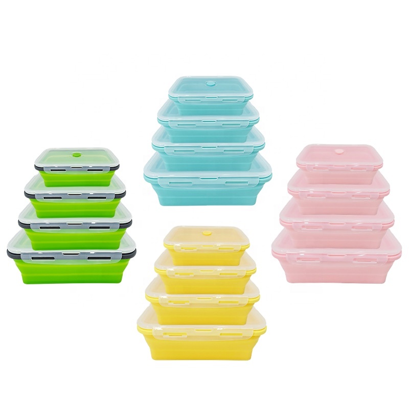 New Folding Silica Gel Portable Silicone Lunch Box Picnic Take Out Fresh-Keeping Box