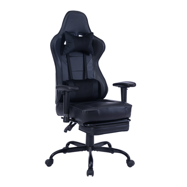 8280 VON RACER черный PU кожаный гоночный игровой стул с подставкой для ног