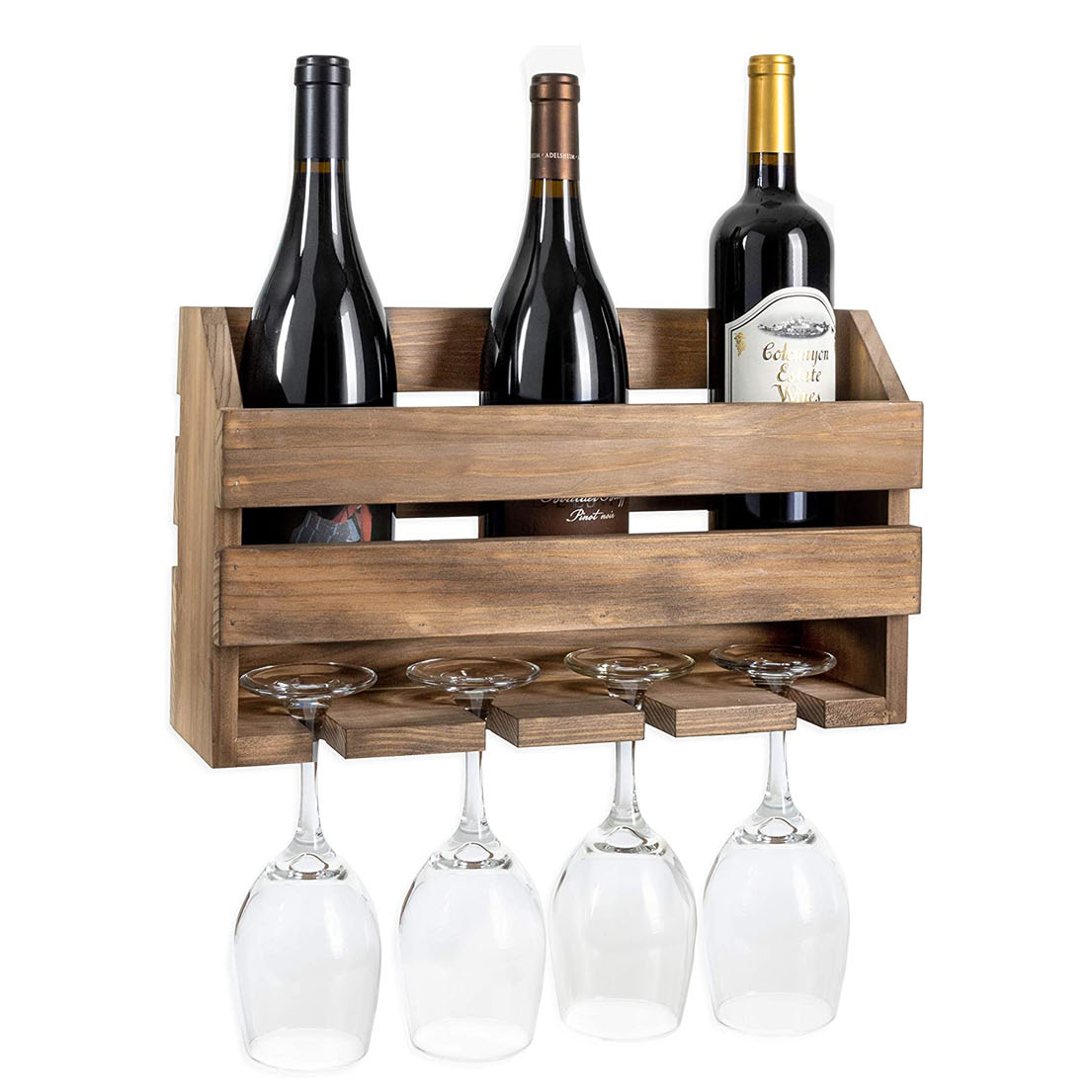 country wood wall-mounted wine rack,suitable for home bar kitchen,wooden wine rack