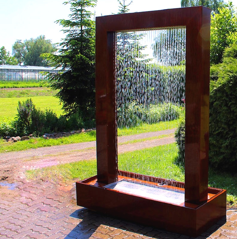 Corten, стальная дождевая занавеска, фонтан для воды с резервуаром для воды