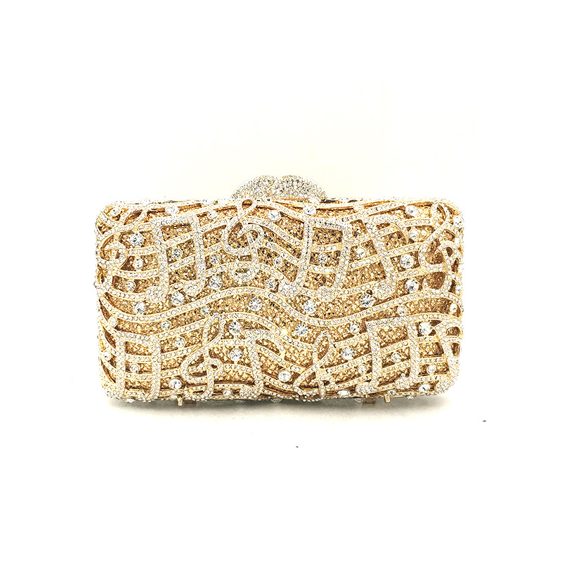 Wholesale Luxury Evening Square Bag Ladies Crystal Musical Symbol Clutch Wedding Prom Dinner Party Diamond Purse