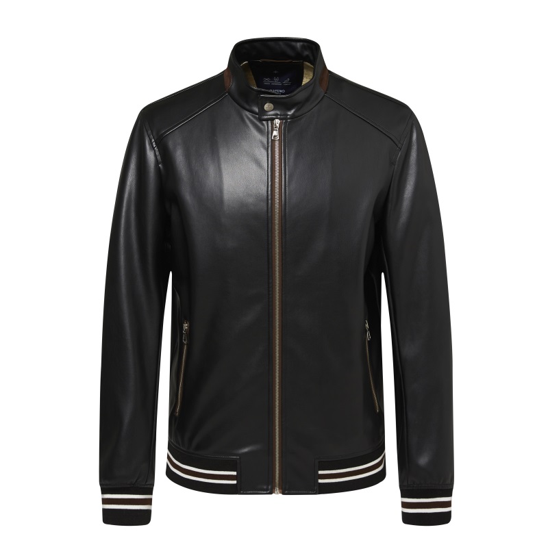 2021 OEM Facotry Waterproof Men Stand Collar Caucal Motorcycle PU Leather Jacket With Zipper