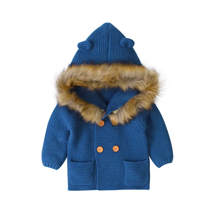 Пальто для новорожденных, теплые куртки для маленьких мальчиков и девочек, свитер, кардиган с капюшоном