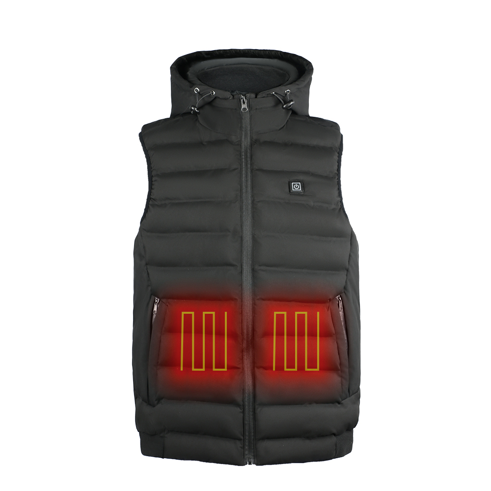 Fashion Waterproof Outdoor Hooded Vest Hiking Traveling Multi Pocket Mens Thermal Hot Heated Vest With Hood