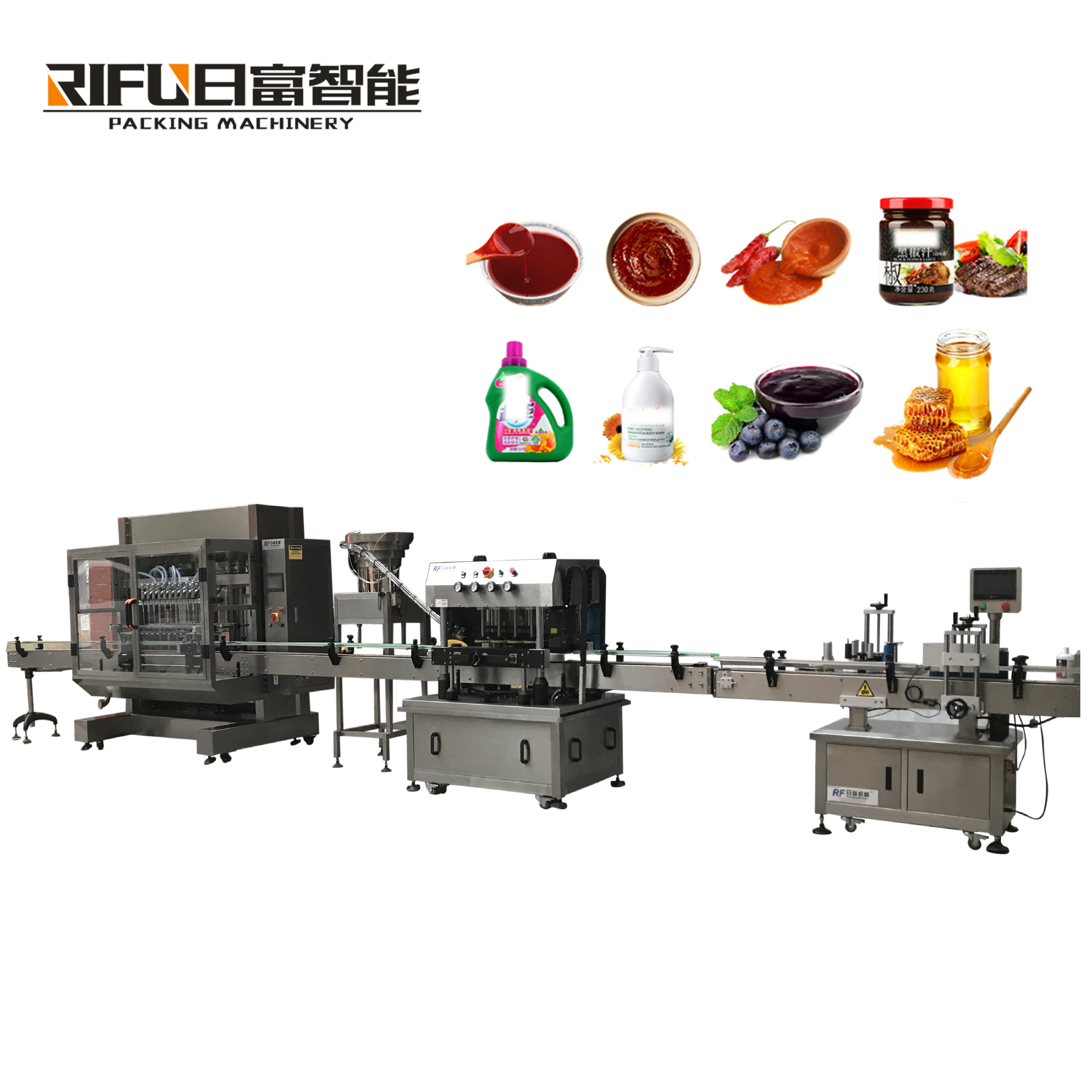 Automatic tomato sauce paste soaps essential oil water liquid bottle pharmaceutical filling capping sticker labeling machine