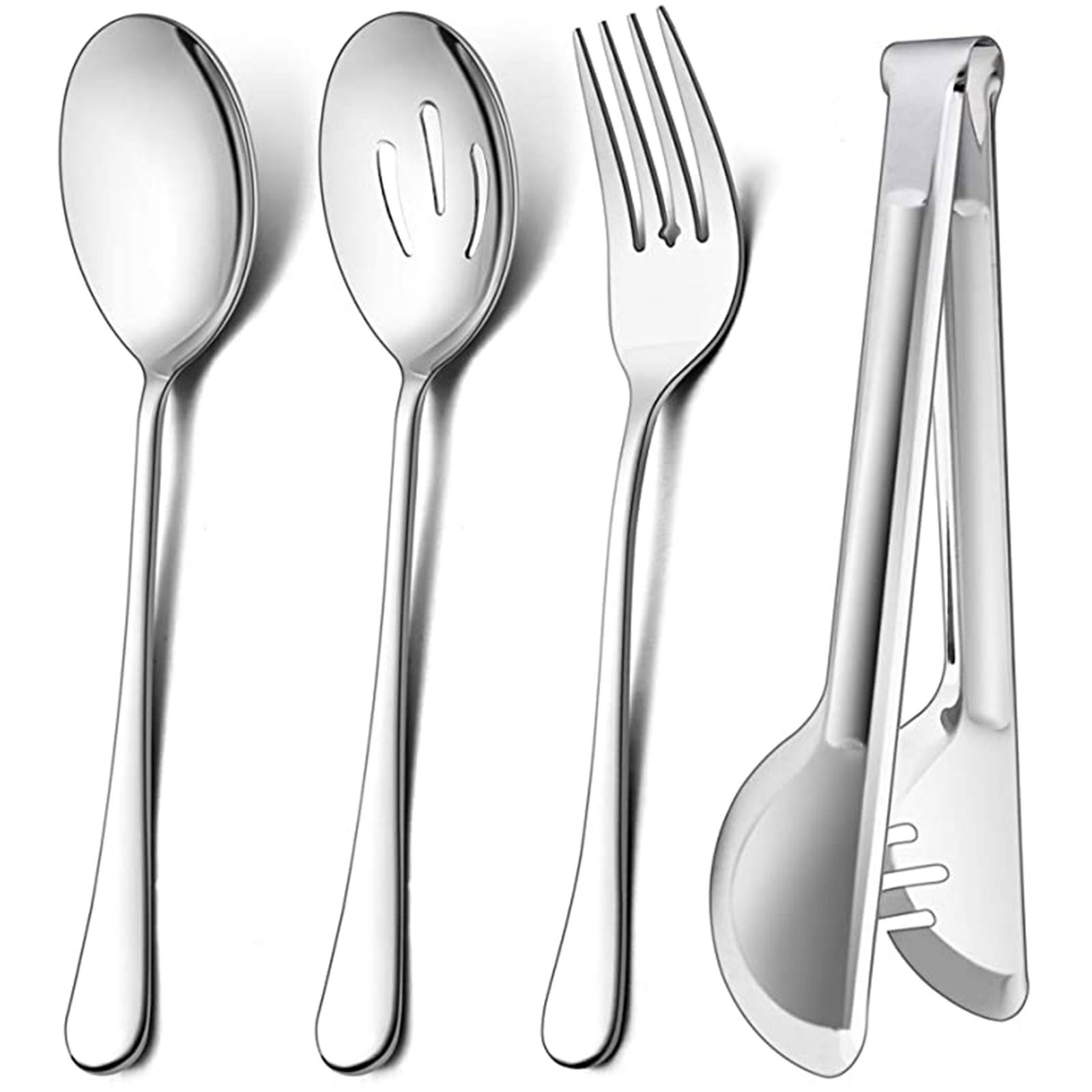 Serving spoons forks and tongs stainless steel gold catering serving spoons set for buffet
