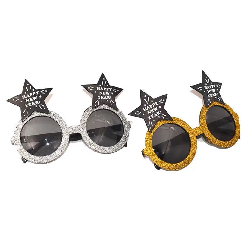 Happy New Year Glasses Photo Props New Year Party Decoration Supplies