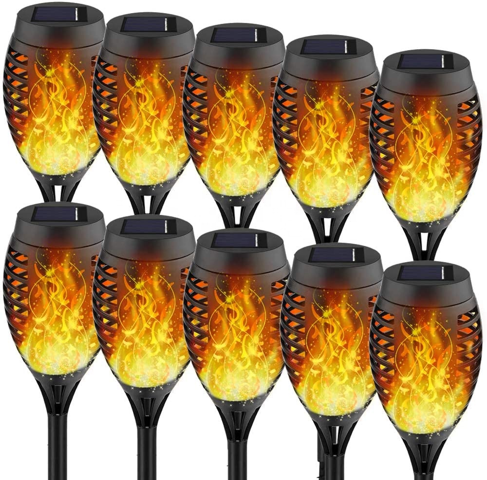 Solar Torches with Flickering Flame for Halloween&Christmas Waterproof Festive Decoration&Romantic Landscape Mini Torch Lights
