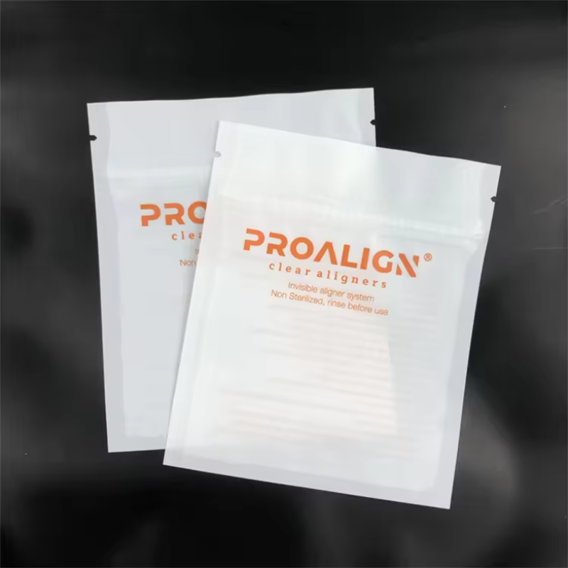 Customized Printed Teeth Clear Aligners Plastic Packaging Bags With One Side Transparent Reusable Zip Lock Retainers Flat Bags