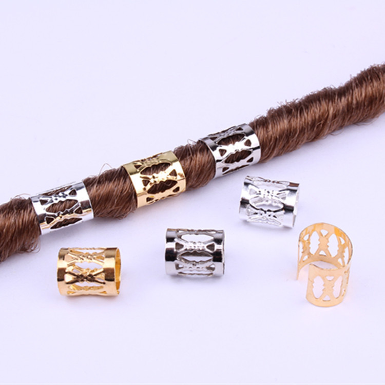 AIFANLIDE High Quality Metal Cuff Hair Beads For Synthetic Crochet Braids Hair Extension Accessories 100pieces/pack 8*10mm/pc