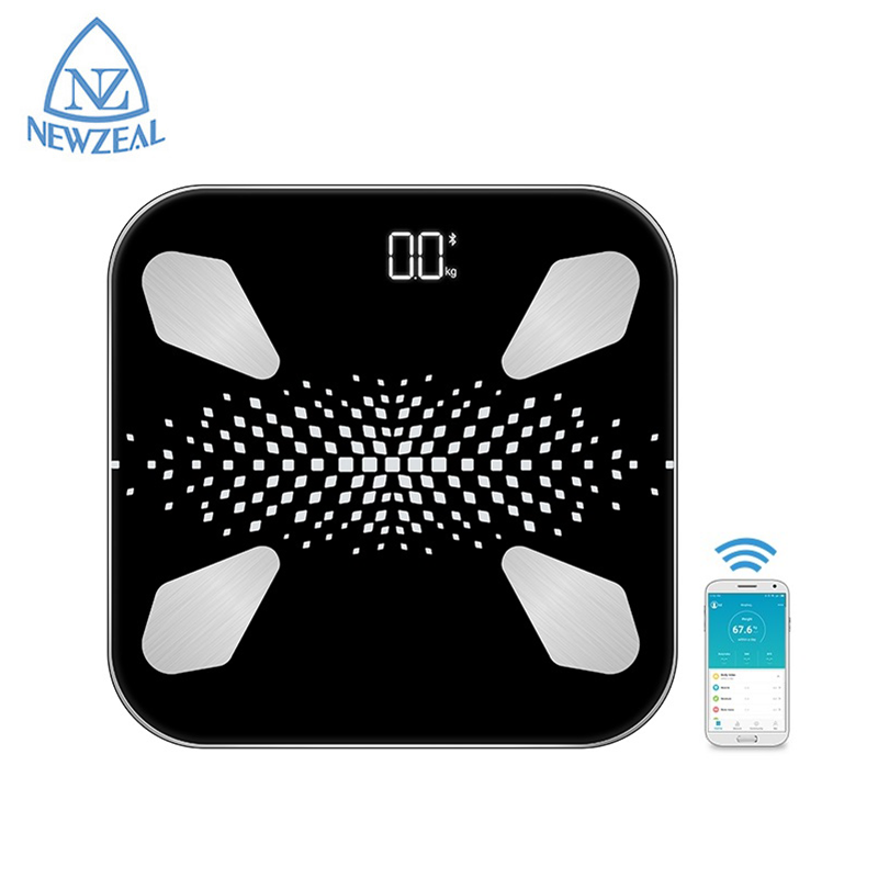 APP Bluetooth Personal Body Fat Weighing Scale Glass Body Fat Scale Black Frame