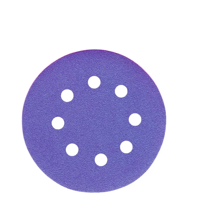 Datong 5 Inch 8 Holes 120 Grit Hook and Loop Purple Round Sanding Disc for Metal Automotive Wood Ceramic Sanding Disc