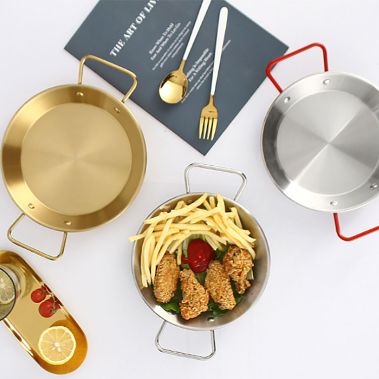 Hot Sale Home Kitchen Restaurant Various Sizes Frying Pan Stainless Steel Paella Pan with Handles