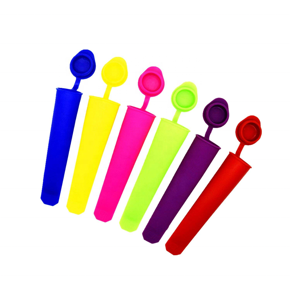Silicone BPA Free Reusable Ice Pole Moulds For Kids Silicone Popsicle Makers Ice Pop Molds With Lids