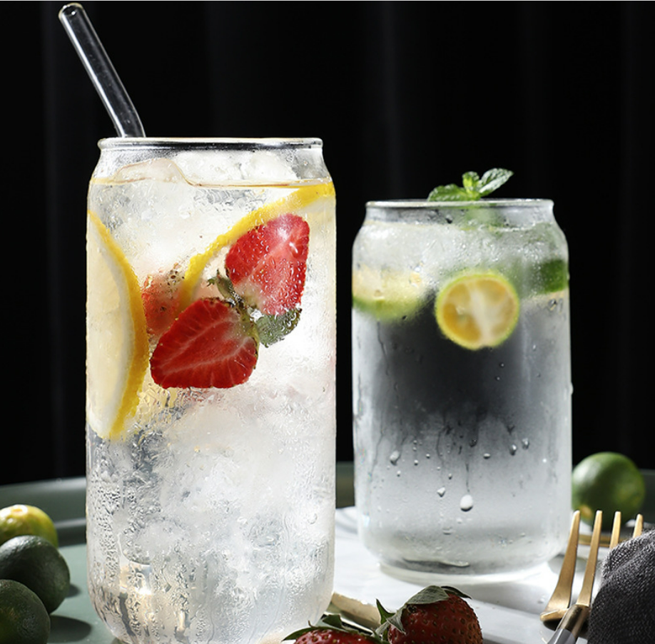 Fashion 16oz thick clear beer can shaped glass