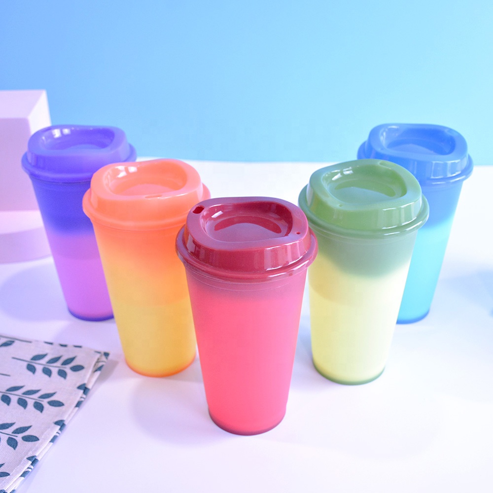 Custom reusable sublimation tea cold heat coffee plastic color changing cup