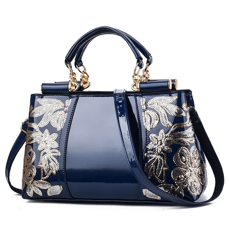 Bright Leather 2024 New Solid Color Versatile Simple Casual Large Capacity Retro Women's Shoulder Bag