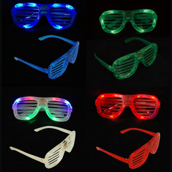Led Glowing Party Glasses 3D Kids Neon Color Shutter Shadeds Glasses Led Light Up Plastic Shutter Shades Glasses