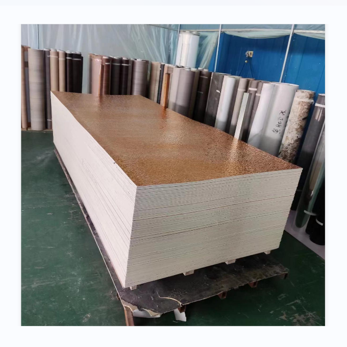 luxury Bamboo charcoal board 100% raw material bamboo fiber wood veneer with PVC/ PET film marble interior decoration