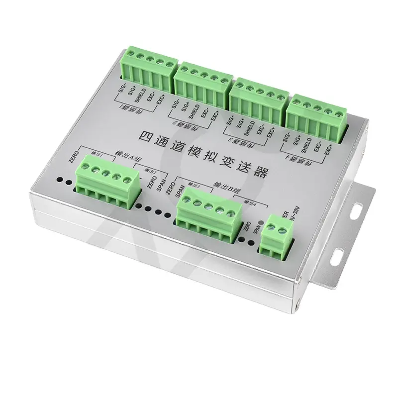 Four Channel Aluminum Force Sensor Amplifier Instrument Output 0~20mA 0~10V Engineering PLC Control Transmitter 4 input 4 output