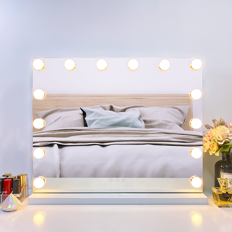 Beauty dressing table lighted makeup mirror furniture with led lights bulbs touch sensor switch hollywood vanity mirror