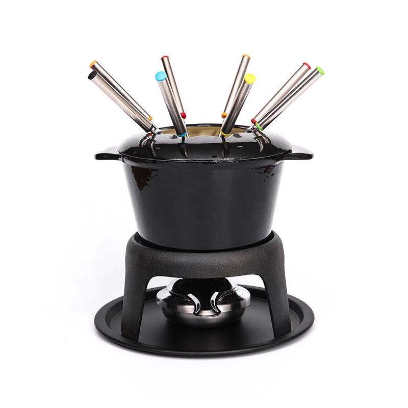 Custom Cooking Kitchen ware small oven Fondue Cheese pan kits nonstick cookware cast iron fondue pot sets