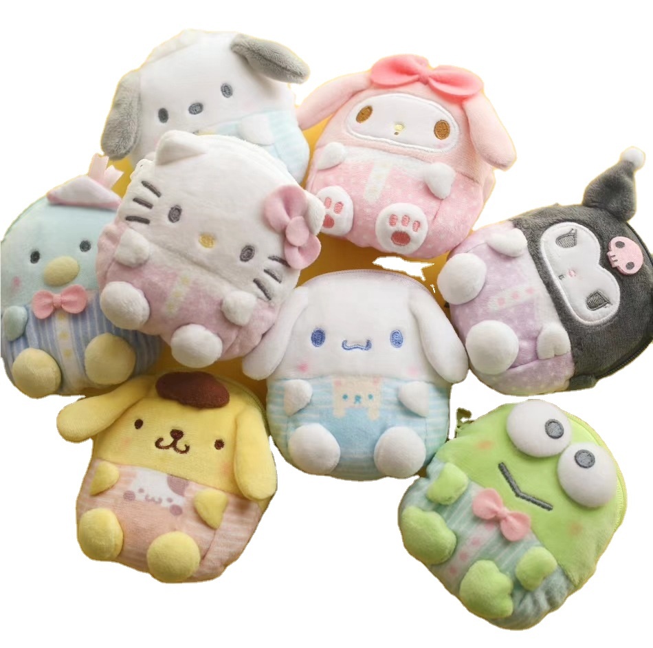 Плюшевая сумка HWA 101488 8 см Kuromi Cinnamoroll sanrio с мелодией и кошкой, персонализированная плюшевая подушка из аниме, детский подарок, кошелек для монет